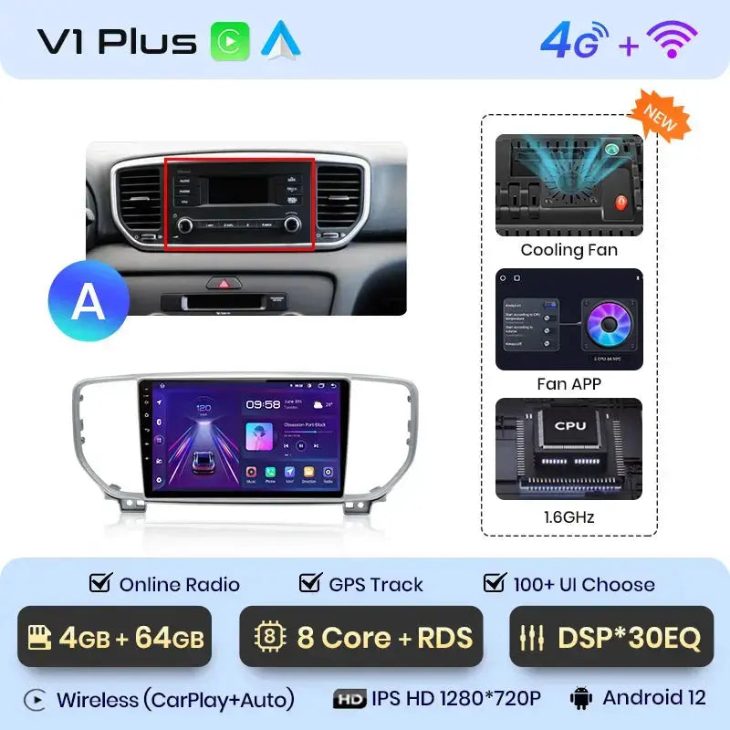 Junsun V1pro AI Voice Car Radio Android Auto Multimedia Player For Kia Sportage 4 QL 2018-2021 Carplay 4G DSP 2din GPS autoradio - Junsun Official Store
