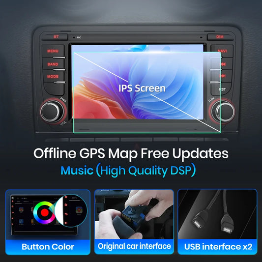 Junsun Wireless CarPlay Car Radio For Audi A3 8P S3 2003 2004 2005-2012 Android Multimedia