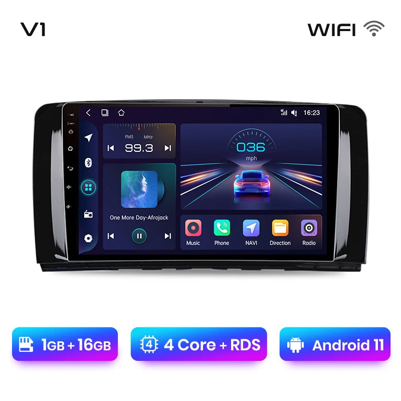 Junsun V1 - Radio inalámbrica con CarPlay y Android para Mercedes Benz Clase R (W251, R300, R280, R320, años 2005 a 2017) 