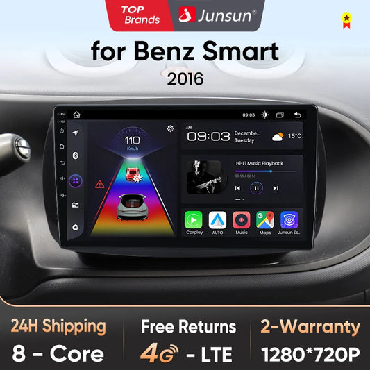 Junsun V1 AI Voice Wireless CarPlay Android Autoradio für Mercedes Benz Smart 2016 Auto Multimedia GPS 2din Autoradio 