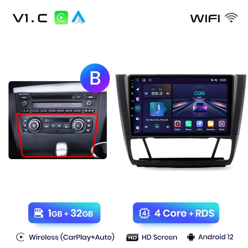 Junsun V1 AI Voice Wireless CarPlay Android Auto Radio For BMW 1-Series 1 Series E87 E81 E82 E88 2004-2011 4G Car Multimedia GPS