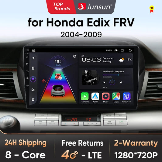 Radio Junsun inalámbrica CarPlay Android Auto para Honda Edix FRV 2004-2009, sistemas inteligentes para coche, RDS, Bluetooth, WiFi, 2 DIN 