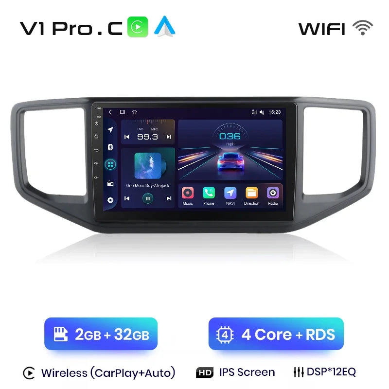 Junsun Wireless CarPlay Android Auto Radio For VOLKSWAGEN AMAROK 2017 Car Intelligent Systems RDS BT WiFi 2 din