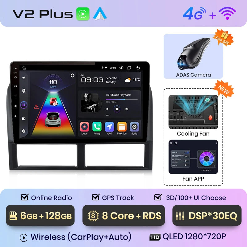 Reproductor multimedia Junsun CarPlay para Jeep Grand Cherokee II WJ 1998-2004 con Android Auto, GPS y radio de 2 DIN. 