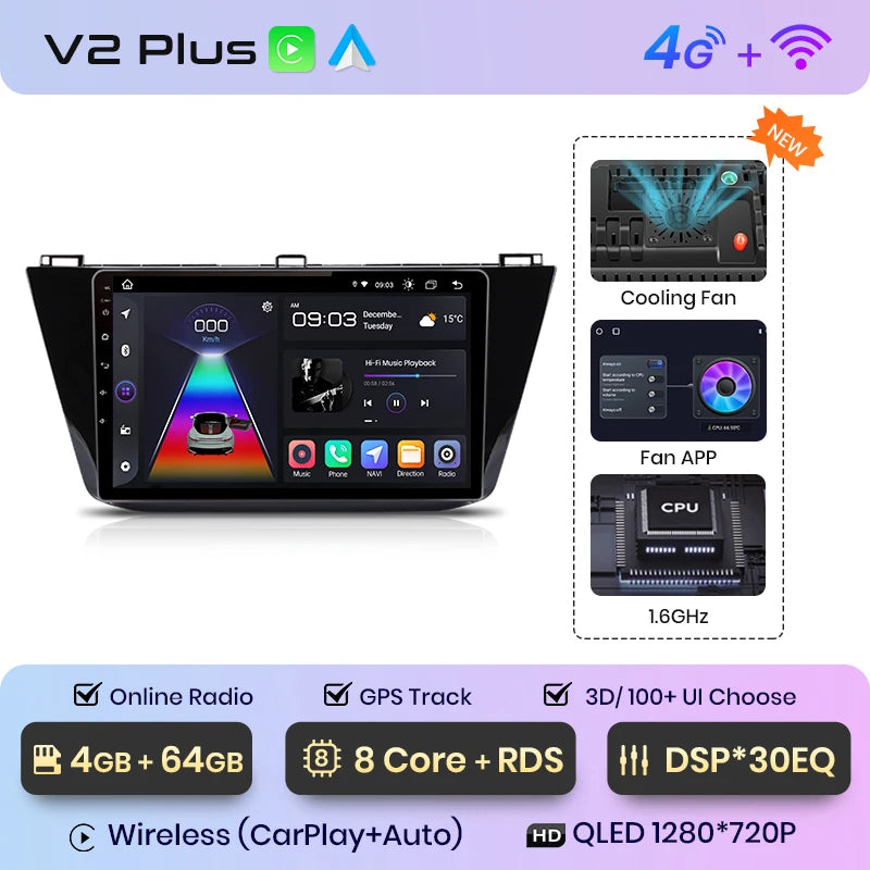 Junsun V1pro Android Auto Radio for VW Volkswagen Tiguan 2016-2020 Carplay 4G Car Multimedia GPS 2din autoradio