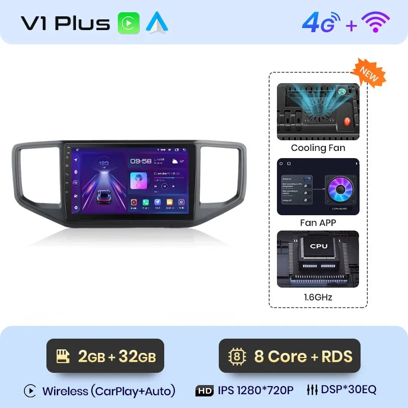 Junsun Wireless CarPlay Android Auto Radio For VOLKSWAGEN AMAROK 2017 Car Intelligent Systems RDS BT WiFi 2 din