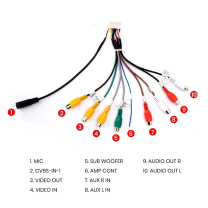 Junsun Autoradio-RCA-Ausgangskabel Aux-In-Adapterkabel mit Mikrofon Autozubehör 