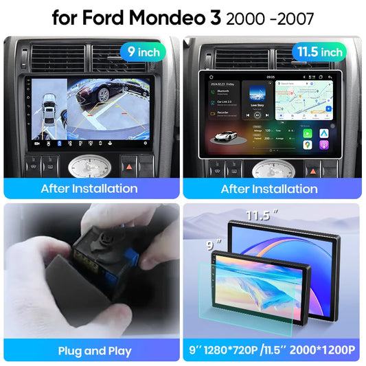 Junsun Wireless CarPlay Car Radio For Ford Mondeo 3 2000 2001 2002 2003-2007 Android Multimedia