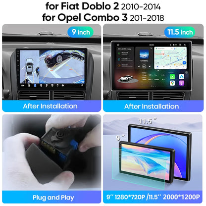 Junsun Wireless CarPlay Car Radio For Fiat Doblo Opel Combo Tour 2010 Android Multimedia