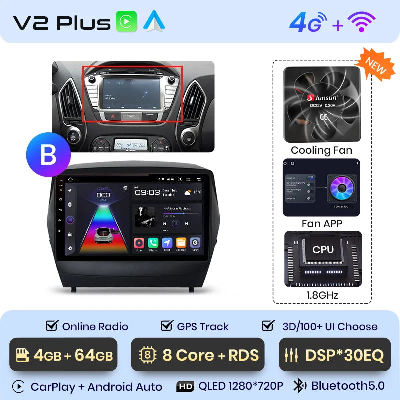 Junsun Car Radio For Hyundai Tucson 2 ix35 2009 - 2015 wireless CarPlay Android Auto car intelligent systems No 2 din 2din DVD