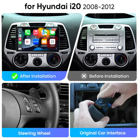 Junsun 2Din eSIM Wirless CarPlay Android Auto Car Radio For Hyundai I20  2008 2009 2010 2011 2012 DSP RDS BT 4G GPS
