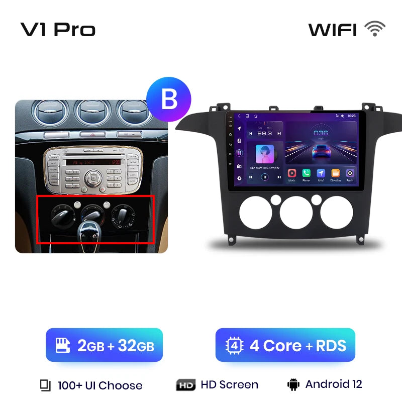 Junsun V1pro AI Voice 2 din Android Auto Radio For Ford S-Max S max 2007 - 2015 Carplay 4G Car Multimedia GPS 2din autoradio