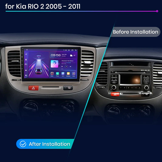 Radio Junsun V1 Plus para Kia RIO 2 2005-2011 con CarPlay inalámbrico, Android Auto, sistema inteligente para coche, 2 DIN, DVD. 