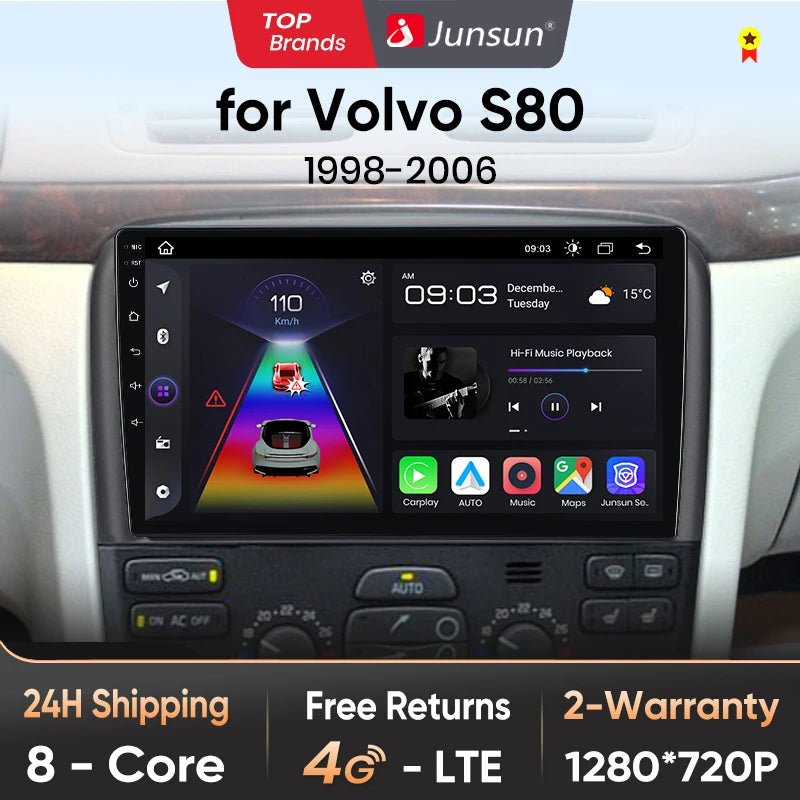 Junsun V1 Pro Für Volvo S80 1998 - 2006 Android Autoradio Autovideoplayer CarPlay Android Auto GPS Keine 2 Din 2din DVD 