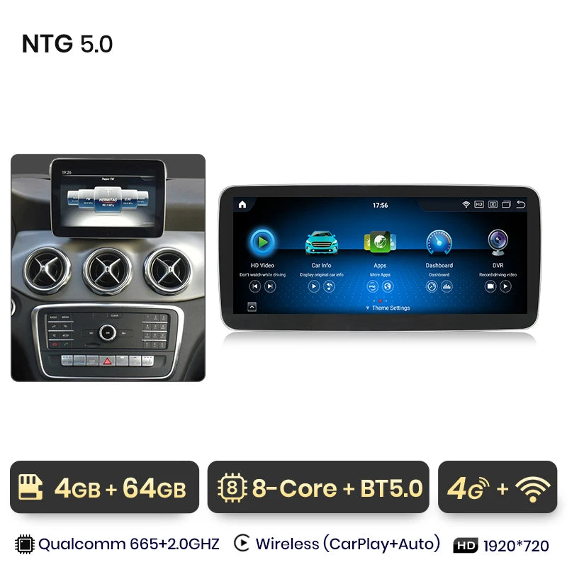 Junsun Car Radio Multimedia For Mercedes Benz A Class W176 GLA CLA X156 C117 NTG 4.5 5.0 Wireless CarPlay Android Auto 4G WiFi