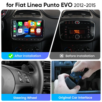 Junsun eSIM Android 14 Wireless CarPlay Android Auto Radio For Fiat Linea Punto EVO 2012 2013 2014 2015 auto accessories