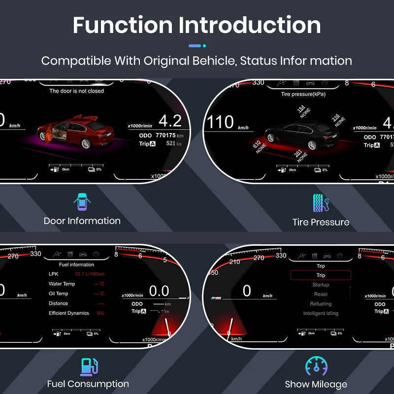 Junsun Bluelight anti-glare screen For BMW F10 F11 F06 F12 F13 F01 F02 F25 F26 LCD Dashboard Panel Virtual CockPit Speedometer