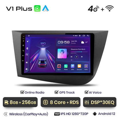 Junsun V1 Wireless CarPlay Android Auto Car Radio for  Seat Leon MK2 2005-2012 GPS Car Intelligent Systems Smart Autoradio