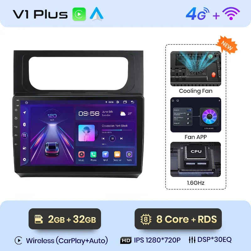 Junsun Wireless CarPlay Android Auto Radio For VOLKSWAGEN TOURAN 2011 2012 2013 -2015 Car Intelligent Systems RDS BT WiFi 2 din