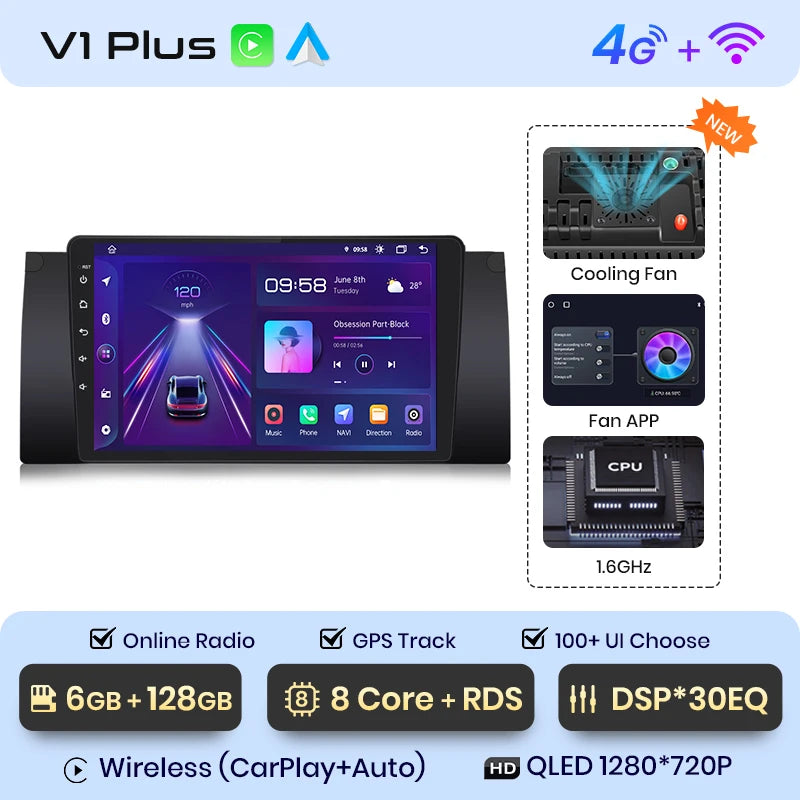 Junsun V1 Plus AI Voice Android Auto Radio For BMW E53 Carplay 4G Car Multimedia GPS 2din autoradio