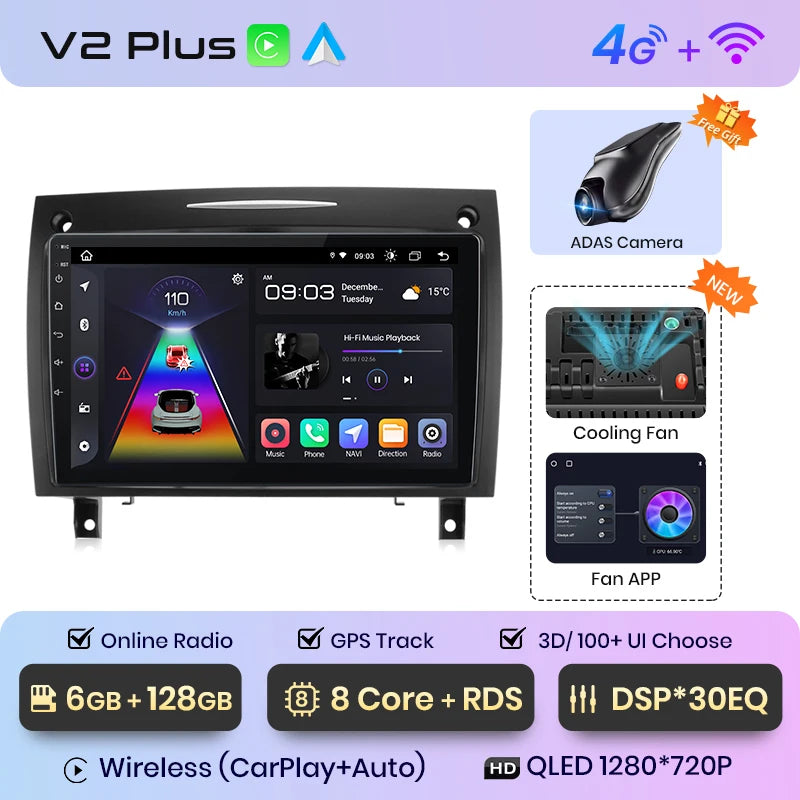 Junsun V1 CarPlay Android Auto Radio For Mercedes Benz SLK Class R171 2004-2011 SLK 200 280 300 350 Car Multimedia autoradio