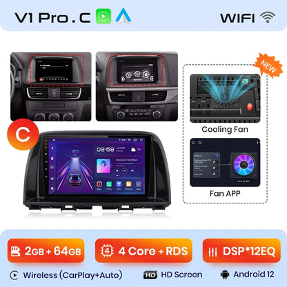 Junsun V1pro AI Voice 2 din Android Auto Radio For Mazda CX-5 2012-2015  Carplay 4G Car Multimedia GPS 2din autoradio