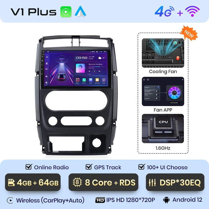 Junsun V1pro AI Voice Car Radio Android Auto Multimedia Player For Suzuki Jimny 3 2005-2019 Carplay 4G RDS 2din GPS autoradio