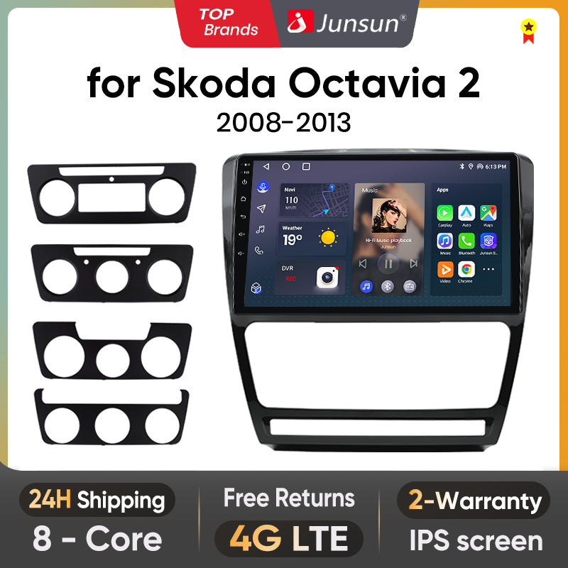 Junsun AI Voice 2 din Android Auto Radio For Skoda Octavia 2 A5 2008-2013 Carplay 4G Car Multimedia GPS 2din autoradio