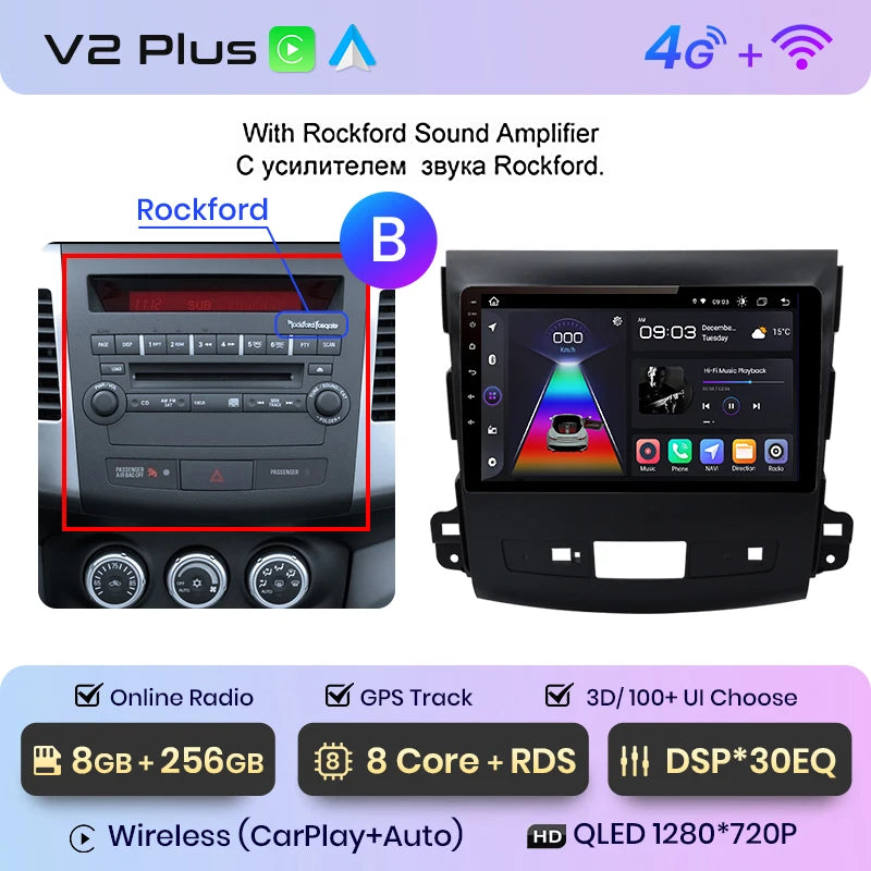 Junsun V1pro 2 din Android Auto Radio For Mitsubishi Outlander xl 2 2005-2011 Citroen C-Crosser Carplay Car Multimedia autoradio