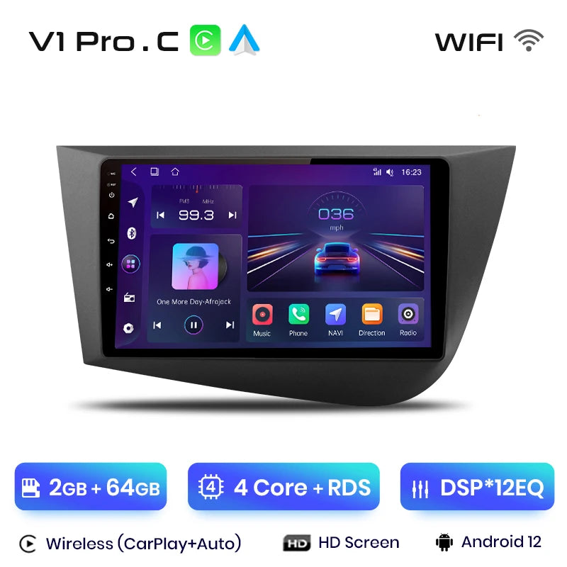 Junsun V1 Wireless CarPlay Android Auto Car Radio for  Seat Leon MK2 2005-2012 GPS Car Intelligent Systems Smart Autoradio