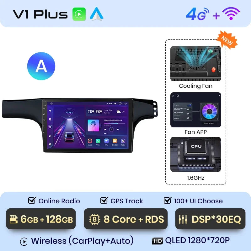 Junsun Wireless CarPlay Android Auto Radio For VOLKSWAGEN LAVIDA 2007 2008 2009 2010 Car Intelligent Systems RDS BT WiFi 2 din
