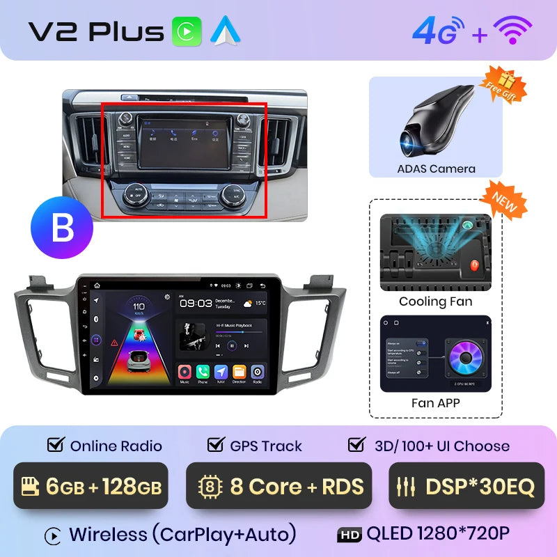 Junsun V1pro AI Voice 2 din Android Auto Radio for Toyota RAV4 RAV 4 2012 - 2018 Carplay 4G Car Multimedia GPS 2din autoradio - Junsun Official Store