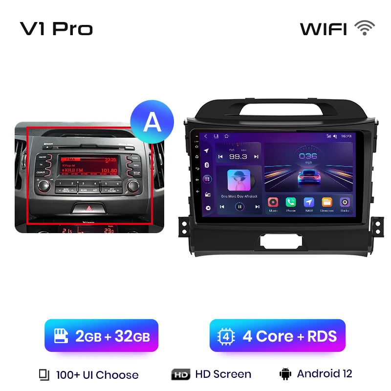 Junsun V1pro AI Voice 2 din Android Auto Radio For KIA Sportage 3 2010-2016 Carplay 4G Car Multimedia GPS 2din autoradio