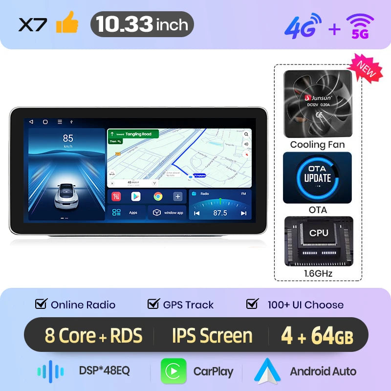 Junsun Wireless CarPlay Car Radio For VW Volkswagen Skoda Octavia Golf 5 6 Touran Passat B6 Polo Jetta Android Multimedia