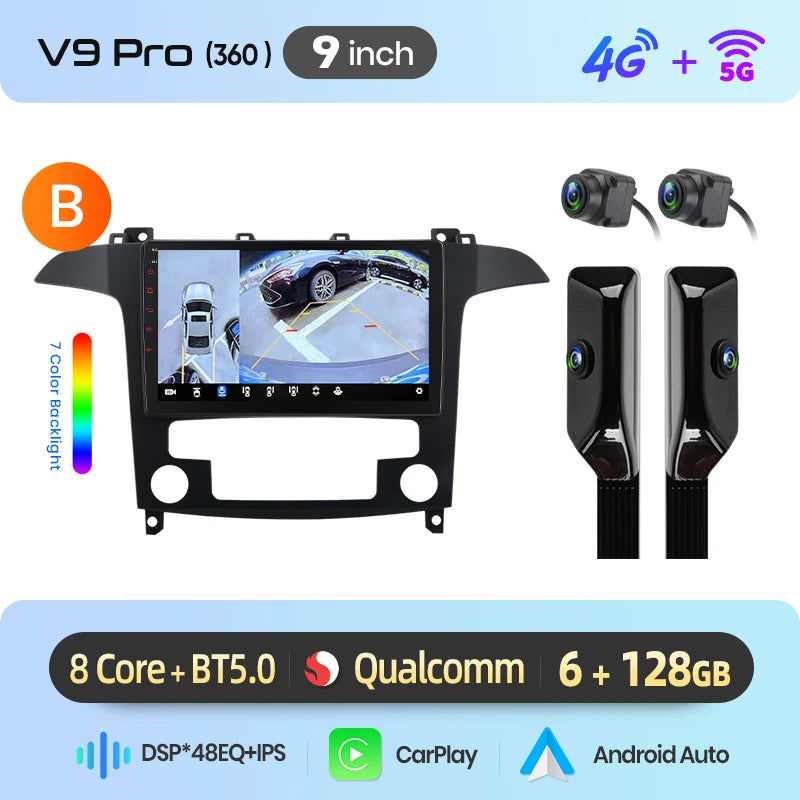 Junsun Wireless CarPlay Car Radio For Ford S-Max S max 2007 2008 2009-2015 Android Multimedia