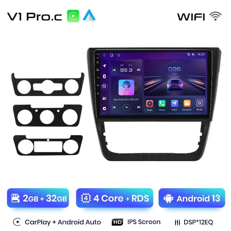 Junsun V1 Plus Car Radio For SKODA Yeti 5L 2009 - 2014 wireless CarPlay Android Auto car intelligent systems No 2 din 2din DVD