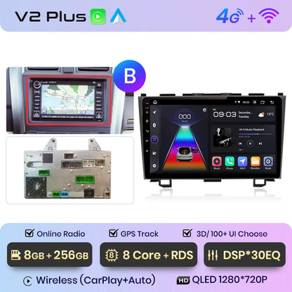 Junsun V1 Wireless CarPlay Android Auto Car Radio for Honda CR-V 3 RE CRV 2007-2011 GPS Car Intelligent Systems Smart Autoradio