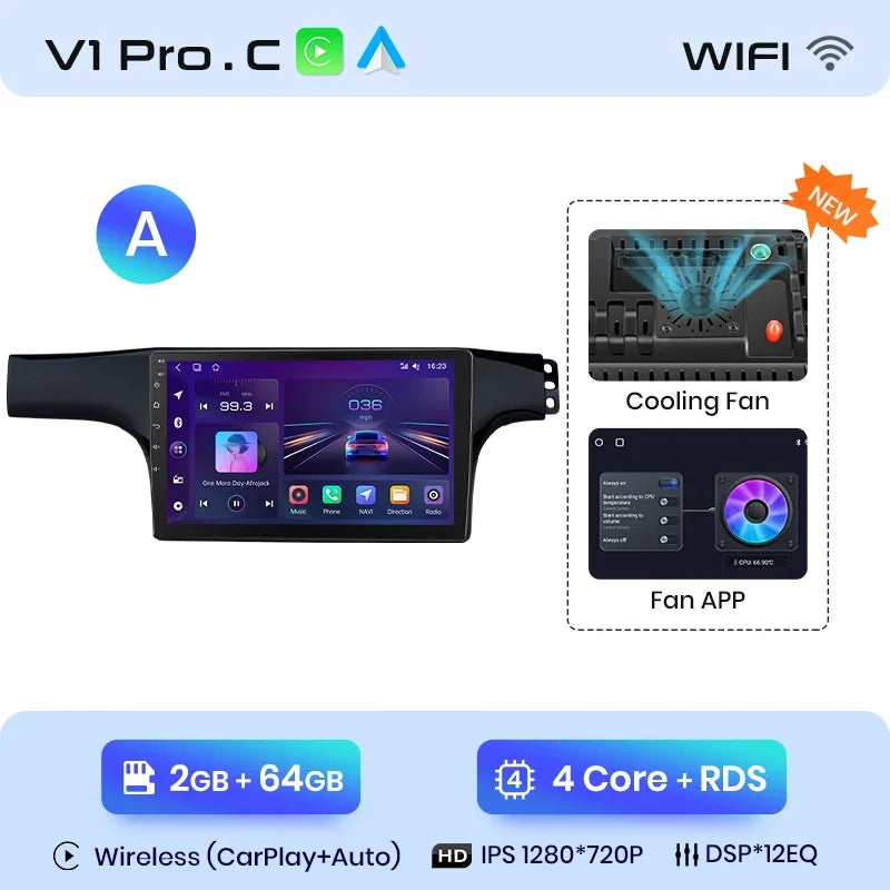 Junsun Wireless CarPlay Android Auto Radio For VOLKSWAGEN LAVIDA 2007 2008 2009 2010 Car Intelligent Systems RDS BT WiFi 2 din