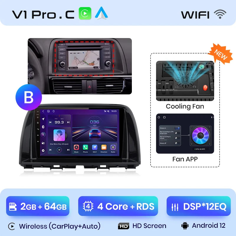 Junsun V1pro AI Voice 2 din Android Auto Radio For Mazda CX-5 2012-2015  Carplay 4G Car Multimedia GPS 2din autoradio