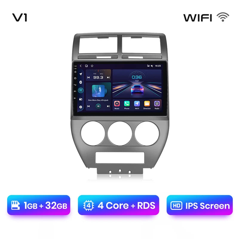 Junsun V1 AI Voice Wireless CarPlay Android Auto Radio For Jeep Compass 2007-2009 4G Car Multimedia GPS 2din autoradio