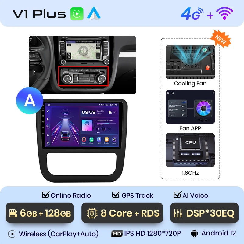 Junsun V1pro AI Voice 2 din Android Auto Radio For VW Volkswagen Scirocco 2008-2013 Carplay 4G Car Multimedia GPS 2din autoradio