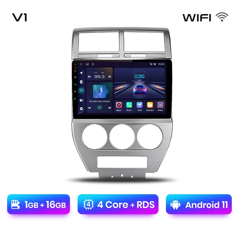 Junsun V1 AI Voice Wireless CarPlay Android Auto Radio For Jeep Compass 2007-2009 4G Car Multimedia GPS 2din autoradio