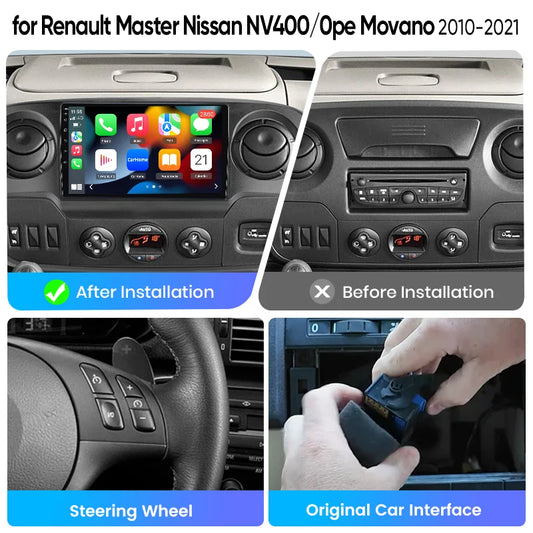 Junsun eSIM Android 14 Wireless CarPlay Android Auto Radio For Renault Master Nissan NV400 Opel Movano 2010-2021 accessories