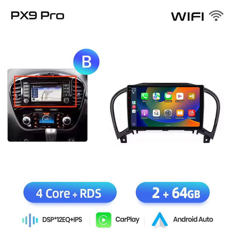 AWESAFE PX9 Car Radio Autoradio for Nissan Juke YF15 2010-2014 Wireless Carplay Screen Android Auto Stereo GPS Navi FM RDS BT - Junsun Official Store