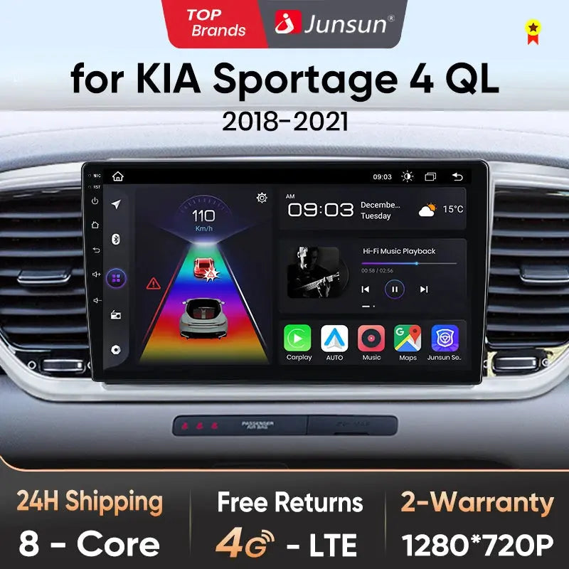 Junsun V1pro AI Voice Car Radio Android Auto Multimedia Player For Kia Sportage 4 QL 2018-2021 Carplay 4G DSP 2din GPS autoradio - Junsun Official Store