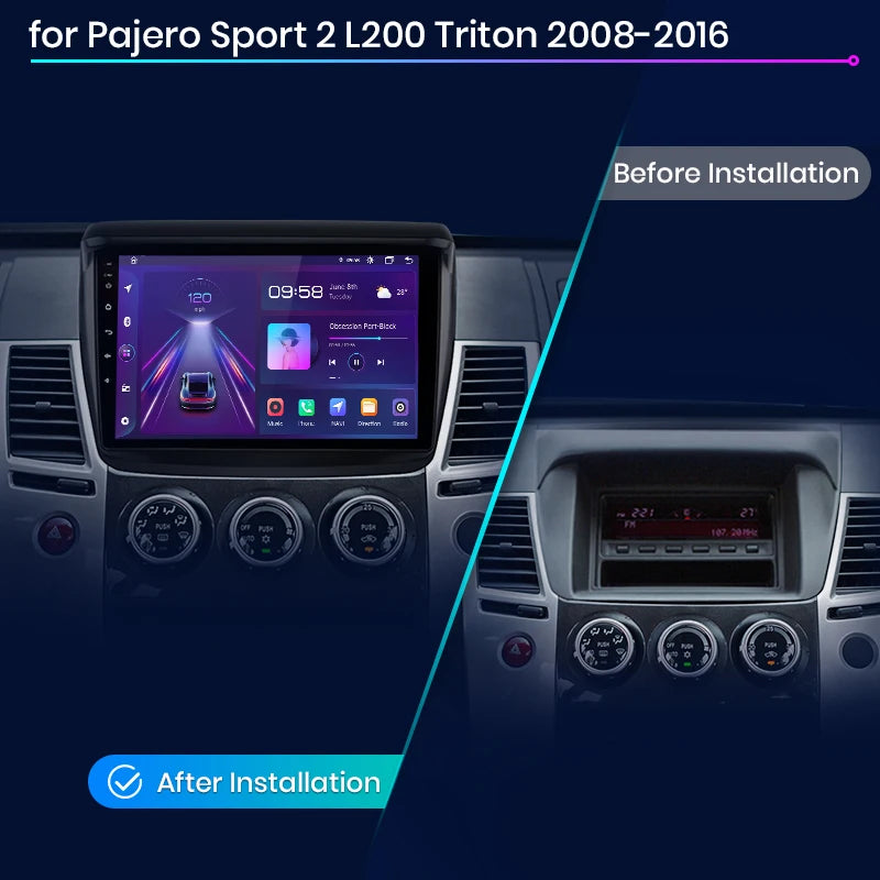 Junsun V1 Plus Car Radio For Mitsubishi Pajero Sport 2 L200 Triton 2008 - 2016 wireless CarPlay Android Auto No 2 din 2din DVD