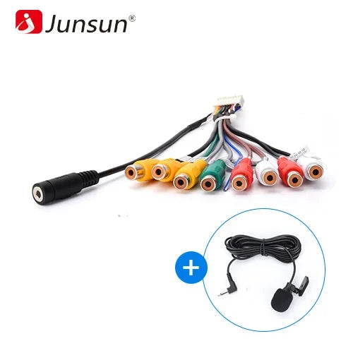 Junsun Autoradio-RCA-Ausgangskabel Aux-In-Adapterkabel mit Mikrofon Autozubehör 