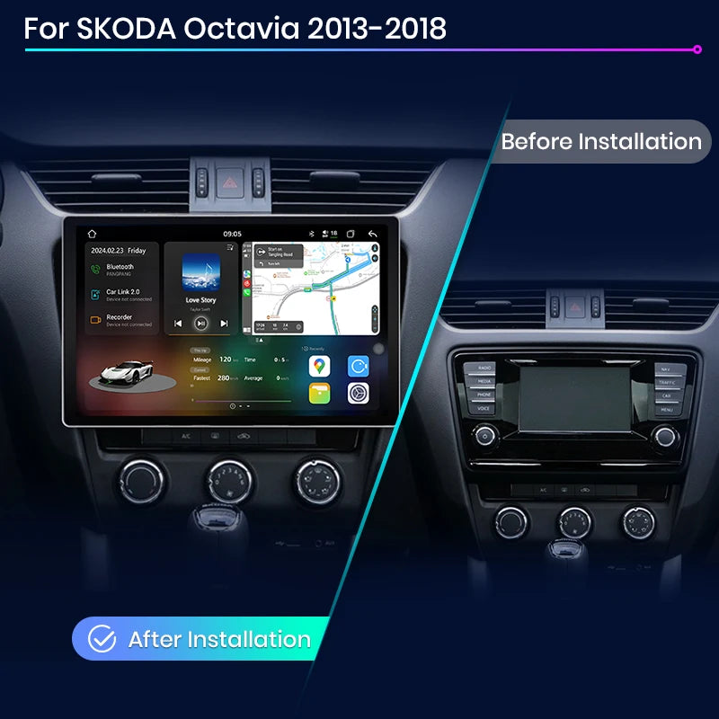 Junsun V3 Plus 2K Android 13 CarPlay inalámbrico Android Auto Sistemas inteligentes para Skoda Octavia 3 A7 2013-2018 Autoradio 