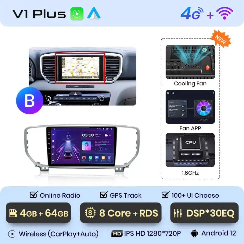Junsun V1pro AI Voice Car Radio Android Auto Multimedia Player For Kia Sportage 4 QL 2018-2021 Carplay 4G DSP 2din GPS autoradio - Junsun Official Store