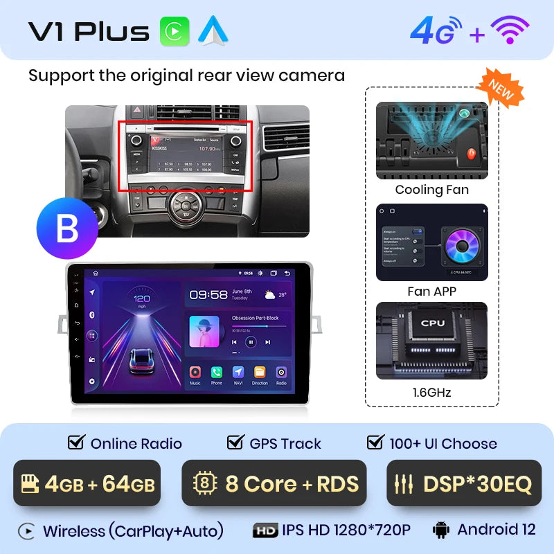Junsun V1 AI Voice Wireless CarPlay Android Auto Radio for Toyota Verso R20 2009 - 2018 4G Car Multimedia GPS 2din autoradio